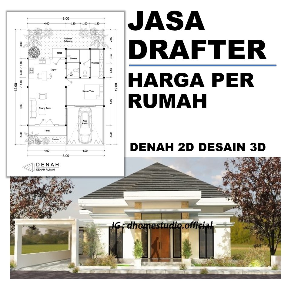 (HARGA PER RUMAH) Jasa denah rumah minimalis modern
