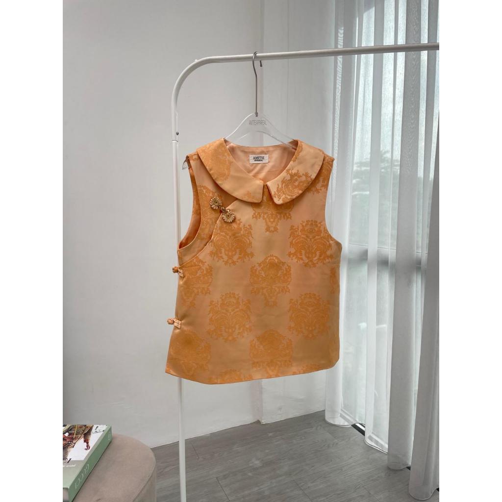 TOP 4980 ATASAN QIPAO WANITA BLOUSE SLEVEELESS WANITA QIBAO PASTEL CNY