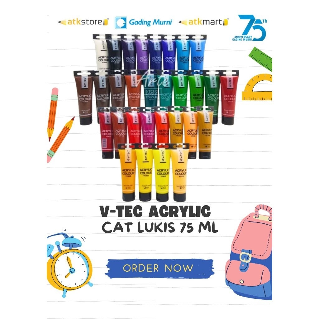 VTEC ACRYLIC COLOR TUBE 75ML CAT AKRILIK SATUAN