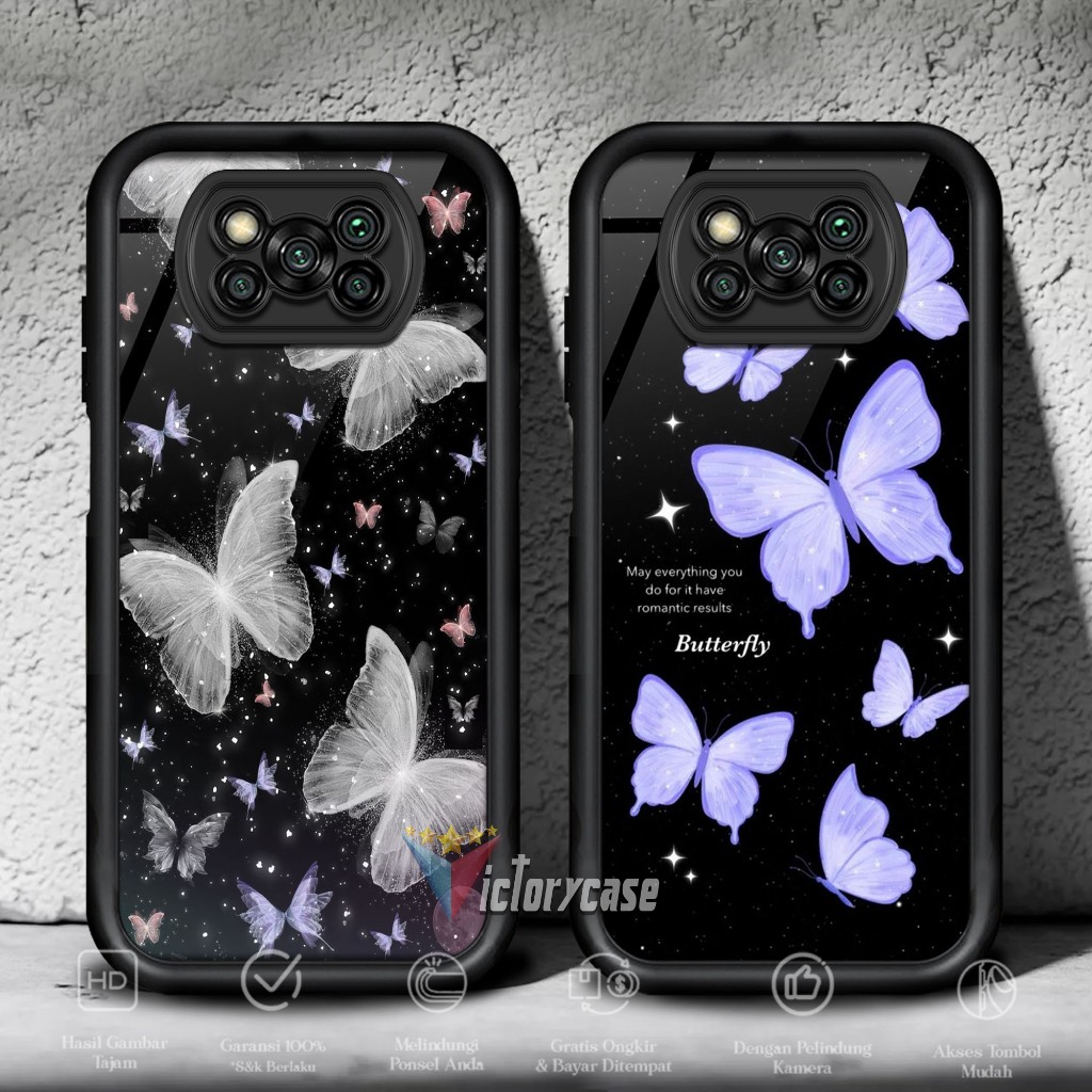 Case POCO X3 X3 PRO X3 NFC Motif BTRFLY Cover Handphone Casing Softcase Glossy Anti Jamur