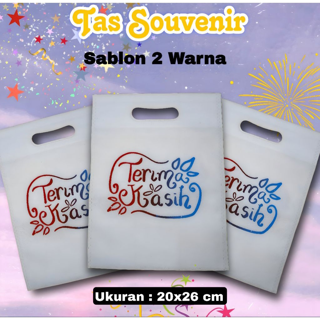 Tas Spunbond Souvenir Sablon 2 Warna Goodiebag Sablon Tas Souvenir