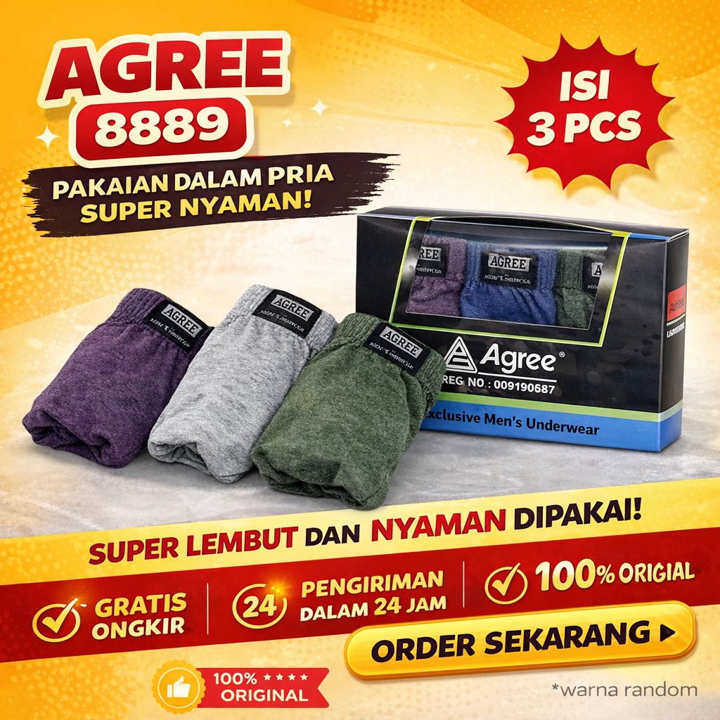 [3pc] CD AGREE 8889 | Celana Dalam Cowok Dewasa Agree Maxi