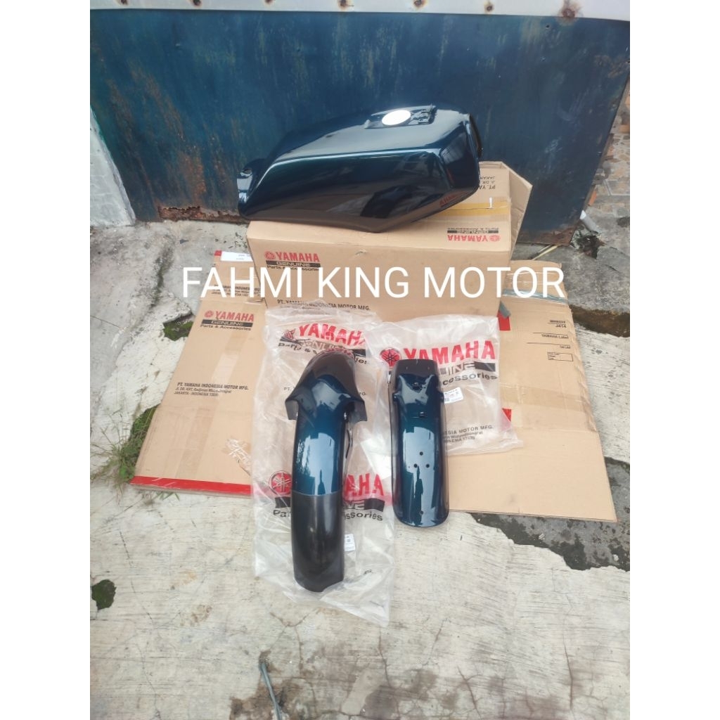 TANGKI TENGKI HIJAU BOTOL RX KING SET SEPASANG SPAKBOR DEPAN BELAKANG GRES BARU ORIGINAL YGP