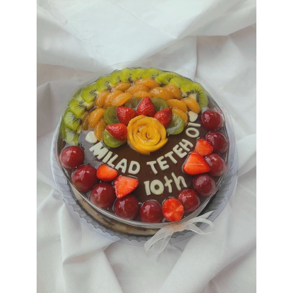 Puding tart Buah Puding Ulang tahun base coklat