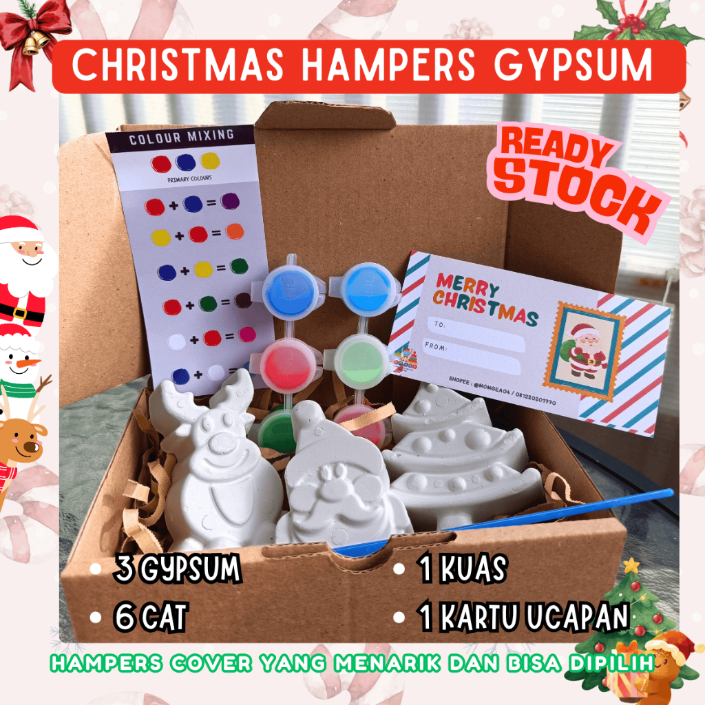 READY Aktivitas Liburan Tema Natal DIY Gypsum Painting Kit Anak – Hampers Natal  Anak Edukatif