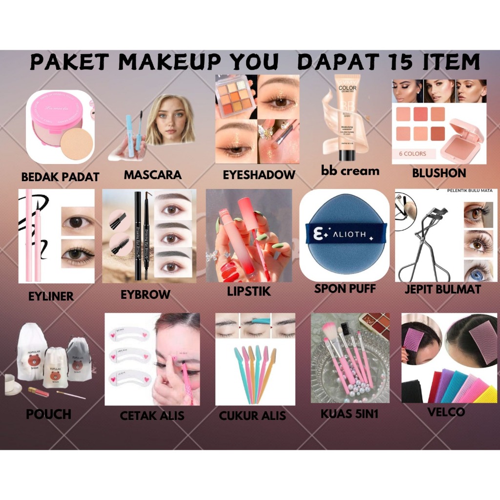 SET 15 ITEM PAKET YOU MAKEUP DAPAT 15ITEM