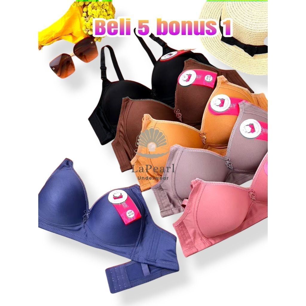 Paket 6 Pcs BH Bra Wanita Dewasa Polos Cup Besar Ukuran 36 - 42 Seamless Bra Premium