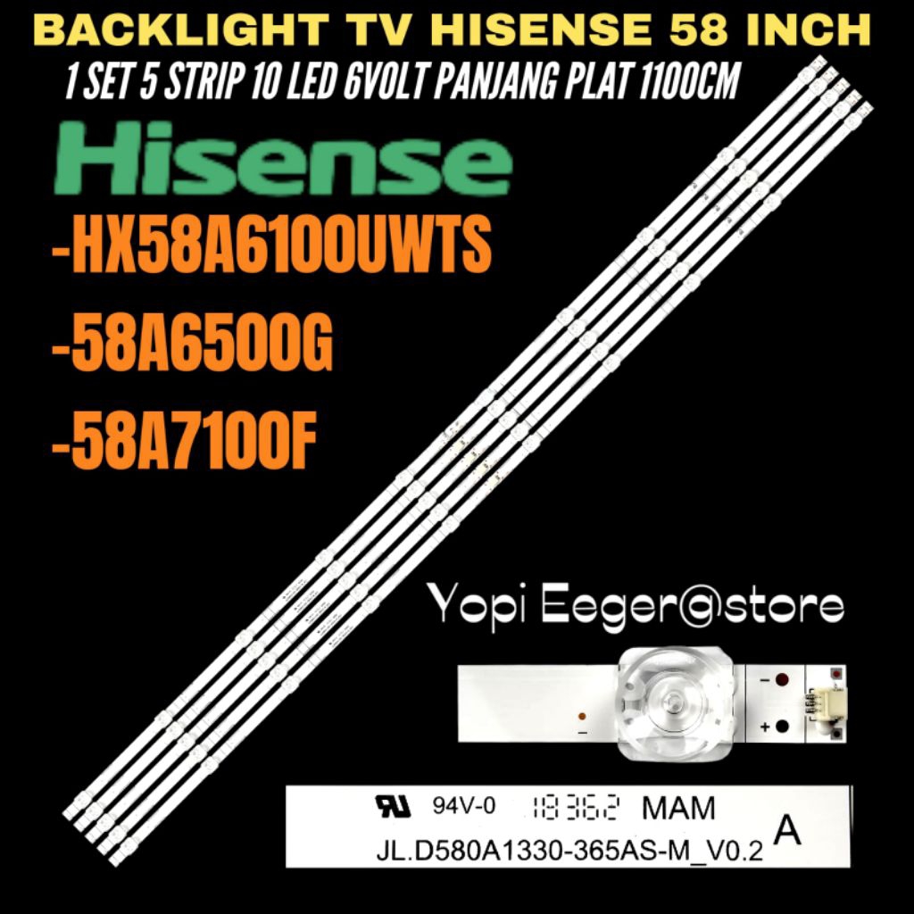 BACKLIGHT TV LED HISENSE 58 INCH HX58A6100UWTS 58A6500G- 58A7100F BACKLIGHT TV HISENSE 58 INCH