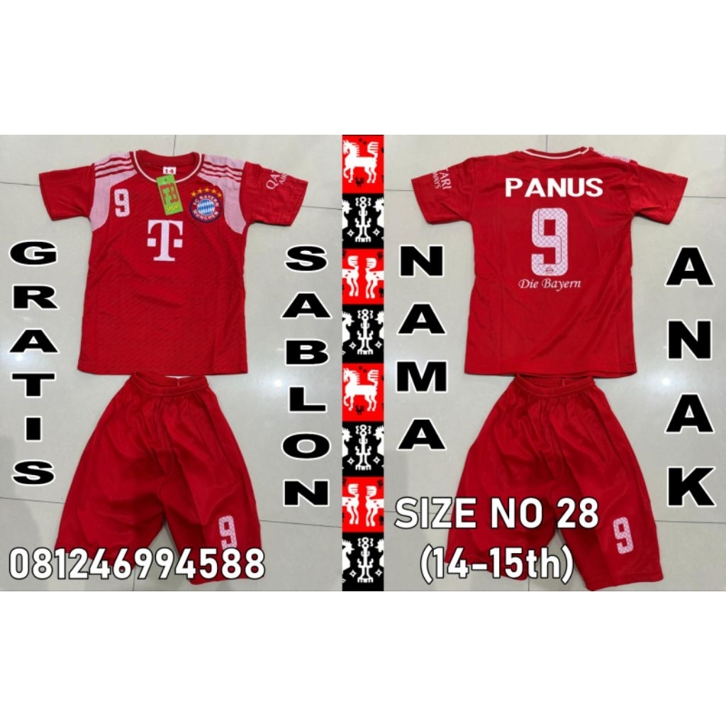 setelan Jersey anak Bayern Munchen size no 28 (14-15th