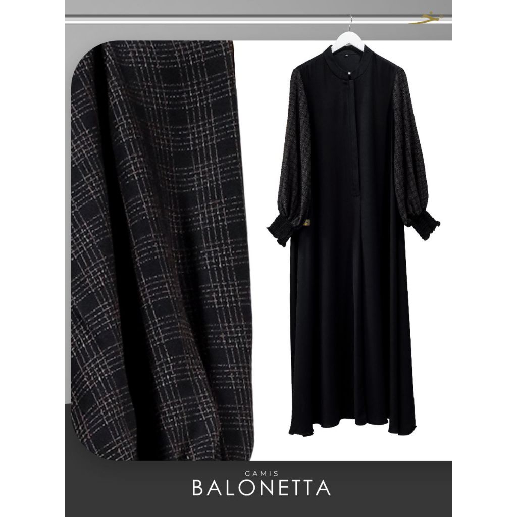 Gamis Balonetta Jetblack dan Khimar Lova