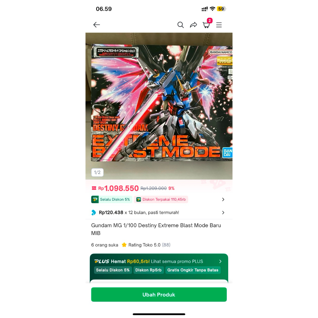 Gundam MG Destiny Extreme Blast Baru MIB