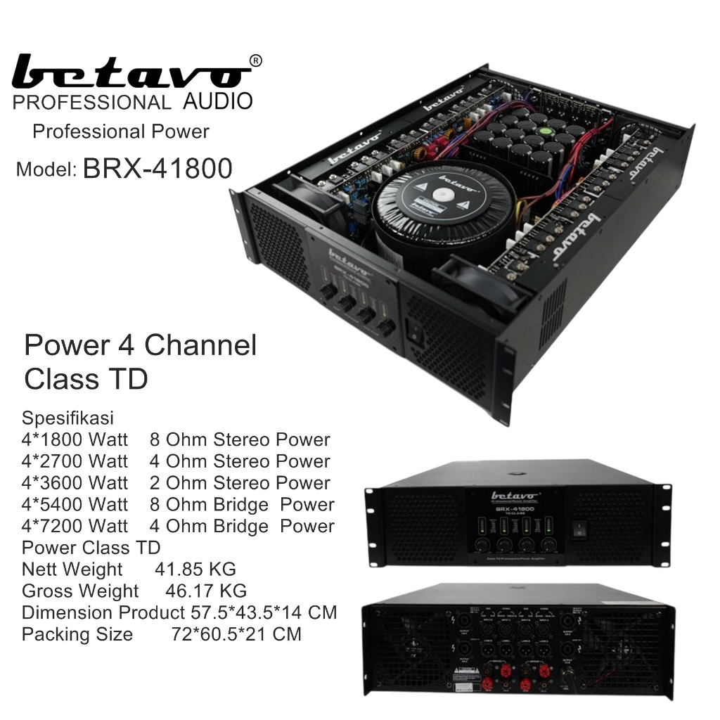 Power Betavo BRX41800 4Channel Class TD