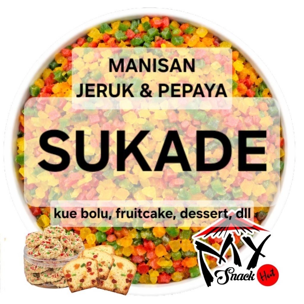 SUKADE 500GR VINDI VINDI MANISAN JERUK PEPAYA SOCADE TUTTI FRUTTI TUTI FRUITY BOLU KUE KERING ES KRI