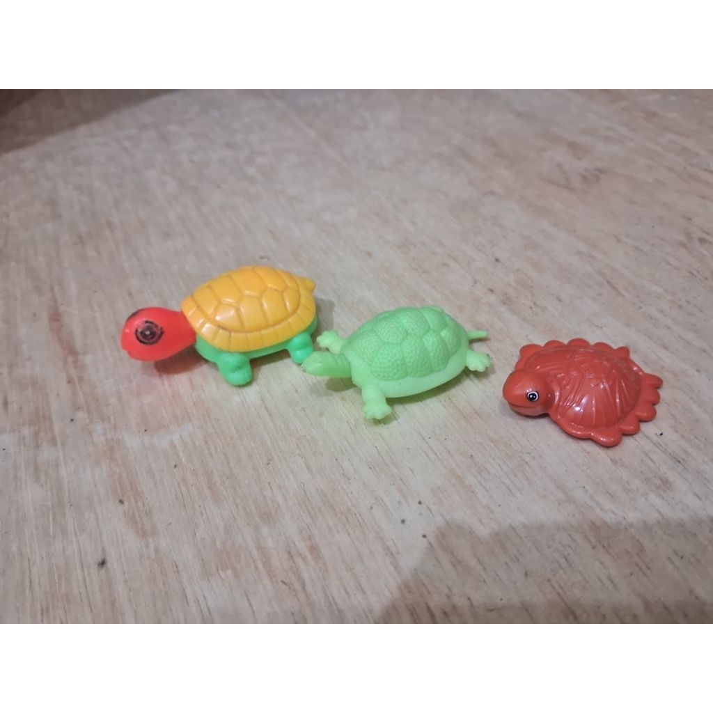Mainan Mini Kura Kura Miniature Plasti 1 Set Dapat Semua Mainan Hewan Laut Figure Plastik Mobil Kura