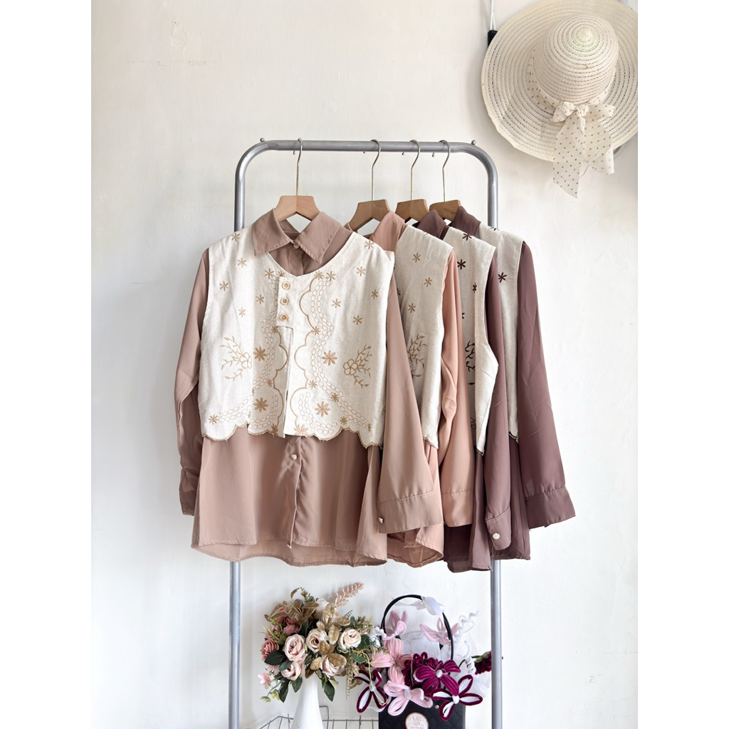 KIMMY SET VEST - SET VEST WANITA KEKINIAN - SET VEST ELEGAN - SET VEST ACARA SANTAI