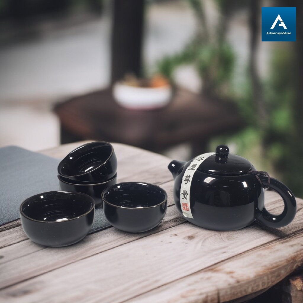 teko teh keramik set 4 cangkir unik mini chinese tea pot klasik
