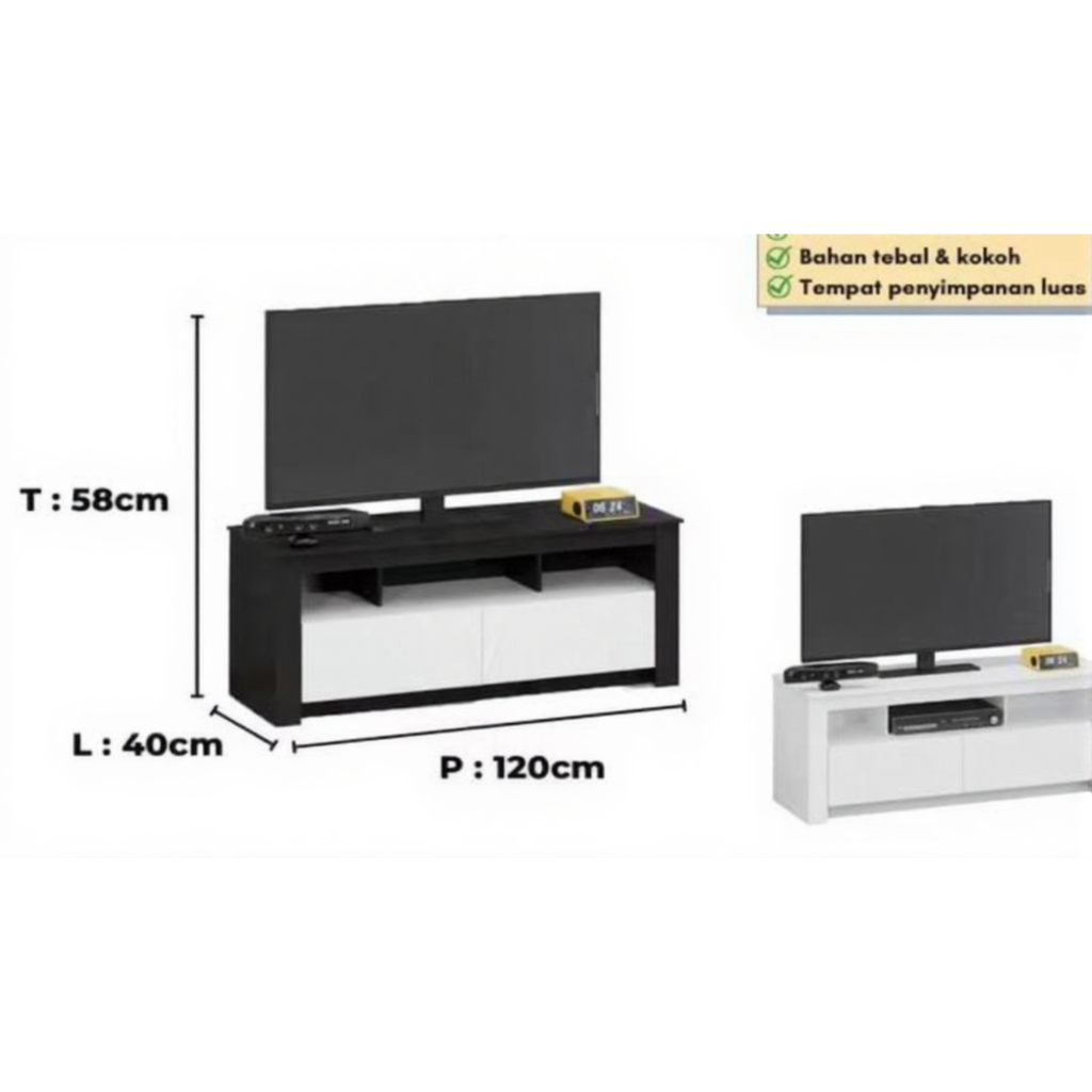 Buffet TV Minimalis Polos | Meja TV Buffet TV 120cm Murah Palembang