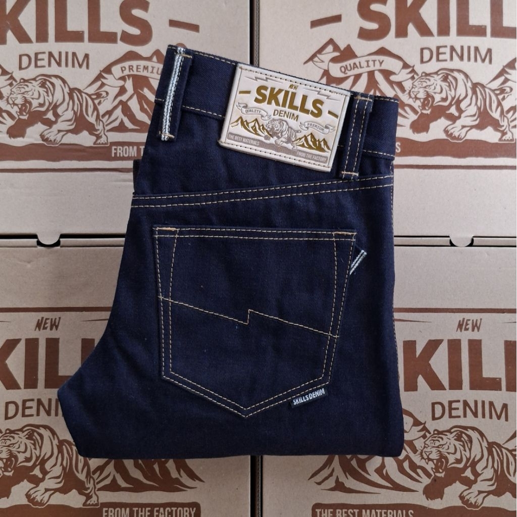 SKILLS DENIM selvedge original brown weft 17oz unsanforized raw denim heavyweight