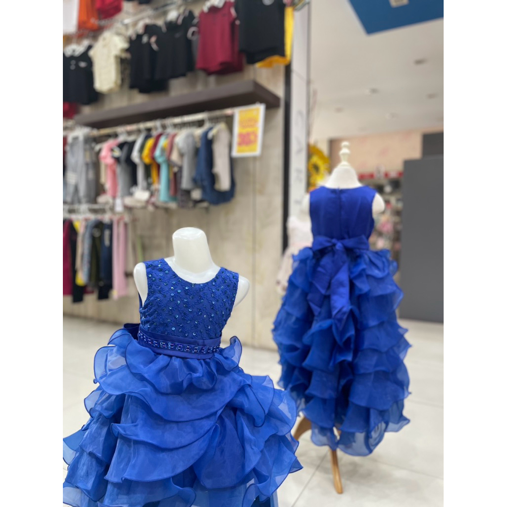 GOWN / GAUN- Dress Pesta Anak Perempuan Model Ekor (High-Low) - Dress Pesta Mewah Royal Blue Premium