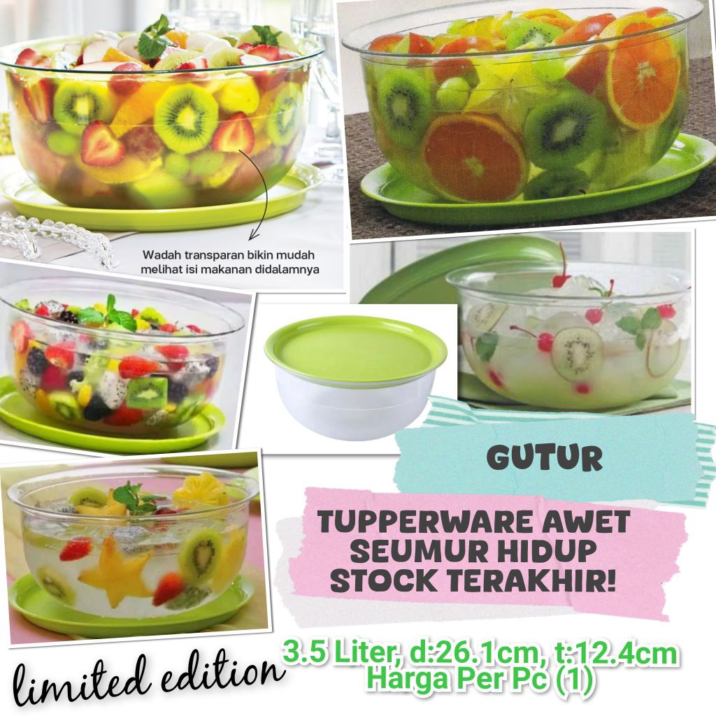 Tupperware Original Crystal Bowl Jumbo Wadah Makanan Berkuah Es Buah