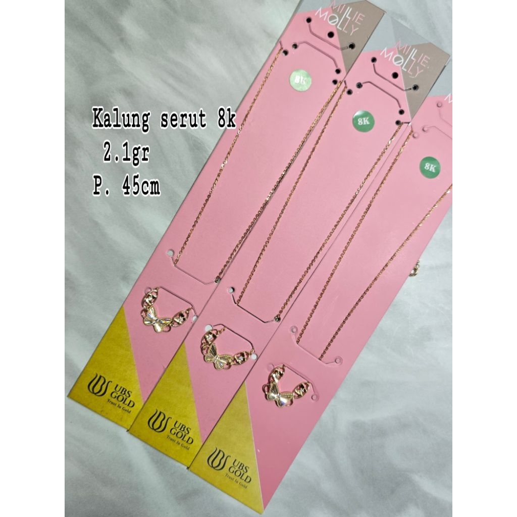 Kalung emas rantai koye nagita pita kupu kupu emas putih ukir