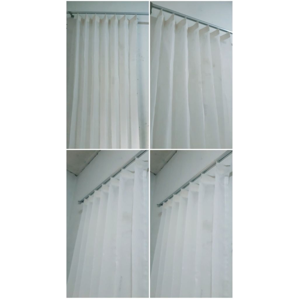 Vitrase Gorden putih polos transparan buat tirai jendela kamar pintu minimalis bonus kaitan kawat