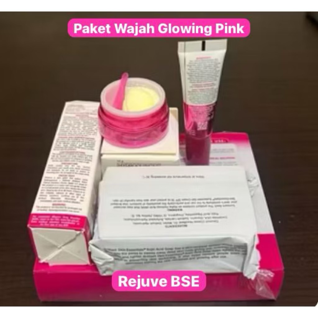 PAKET LENGKAP ISI 4IN1 CREAM PINK GLOWING SKINCARE FACIAL SET RJ REJU RJV ASLI ORIGINAL