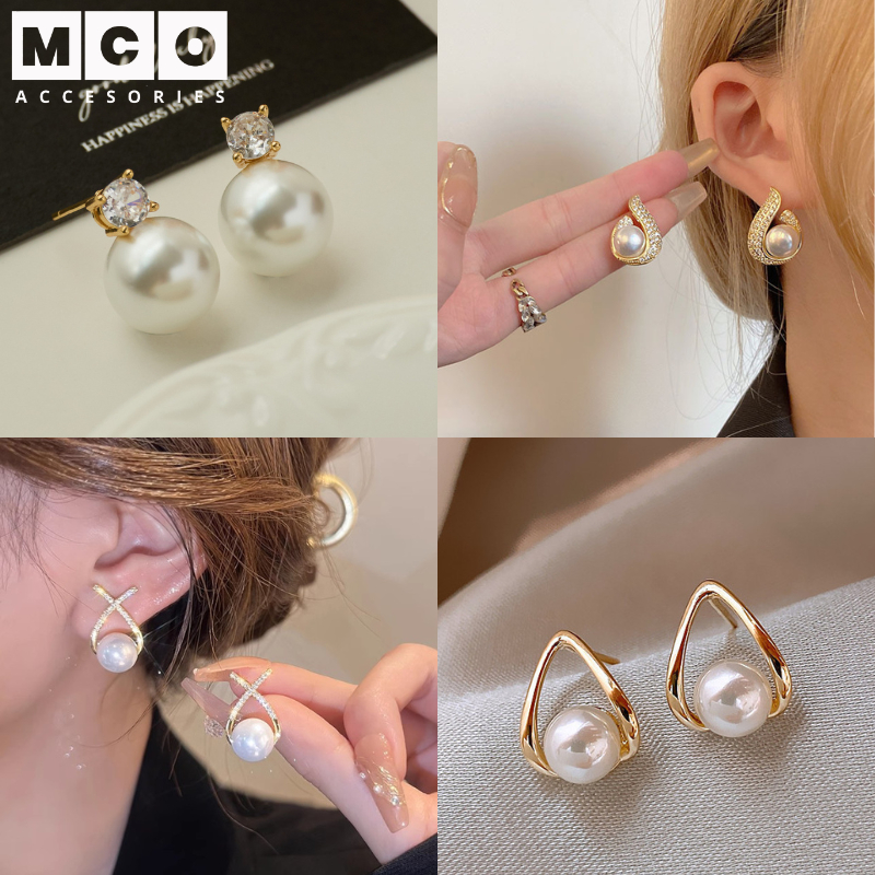 Set Anting Wanita Varian Mutiara Motif Anting Stud Tusuk Fashion Wanita JW36