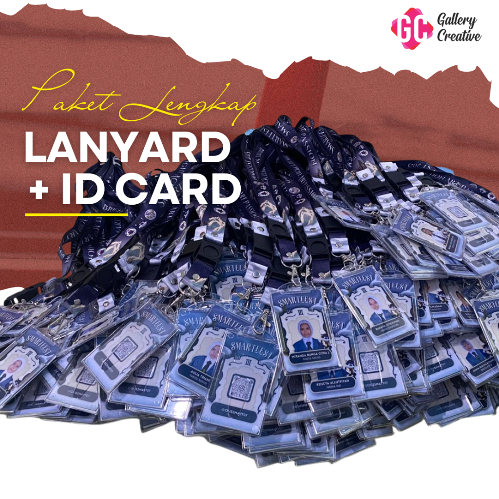 [PAKET LENGKAP] CUSTOM TALI LANYARD / ID CARD / FRAME  ID CARD 2 SISI
