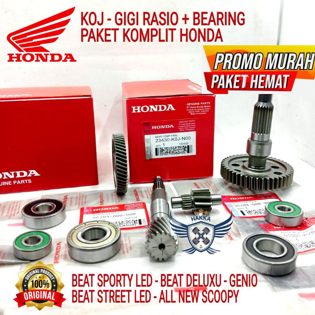 KOJ GIGI RASIO KOMPLIT + BEARING ORIGINAL HONDA BEAT SPORTY LED, GIGI RASIO HONDA BEAT DELUXE, GIGI 