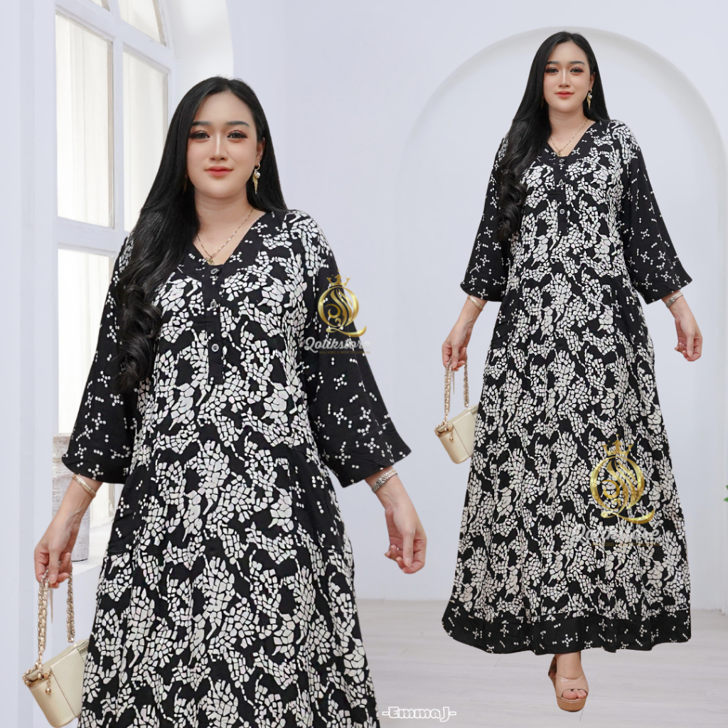 Sekdress Batik Cap Malaman Rayon Premium Daster Panjang Jumbo Ld 120 Panjang 135 Kancing Busui