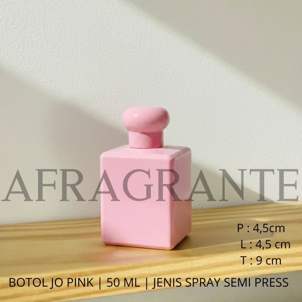 botol parfum jo malon pink 50 ml semi press- botol parfum kaca kotak tebal lucu exclusive