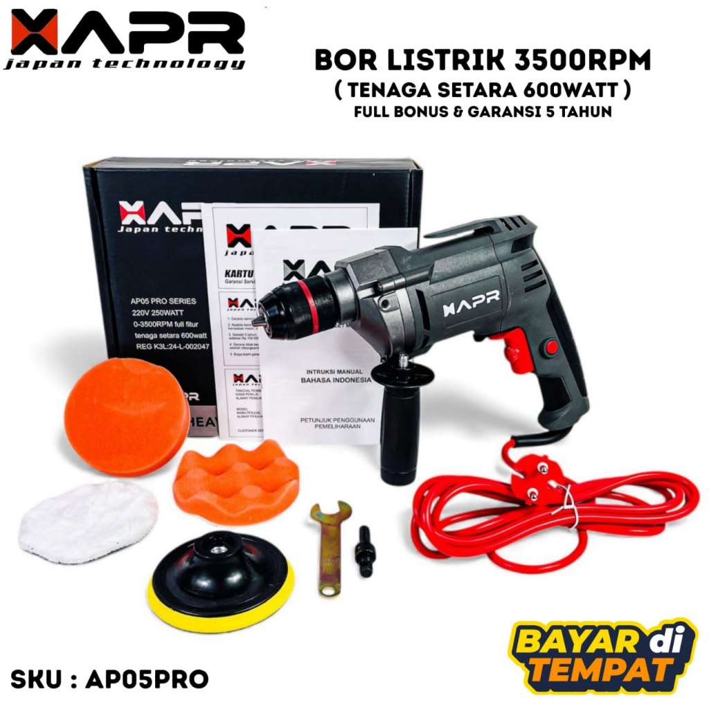 Apr bor mesinpoles AP05PRO mobil motor kayu amplas listrik 10mm besi kayu tembok sekrup tenaga besar