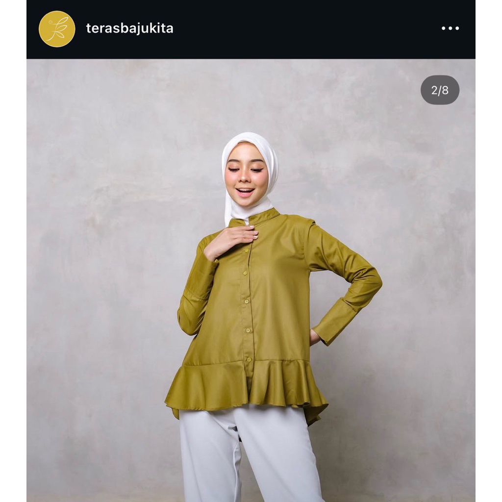 Preloved -Iswara Blouse Olive Teras Baju