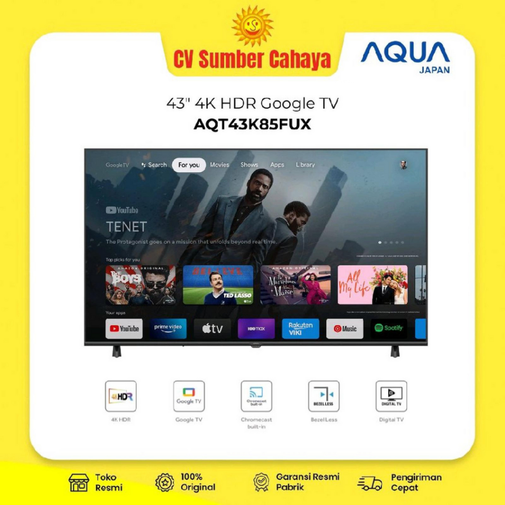 AQUA Japan LED Smart Google TV 43" Ultra HD 4K UHD Voice Control AQT 43K85FUX 43K85 43K