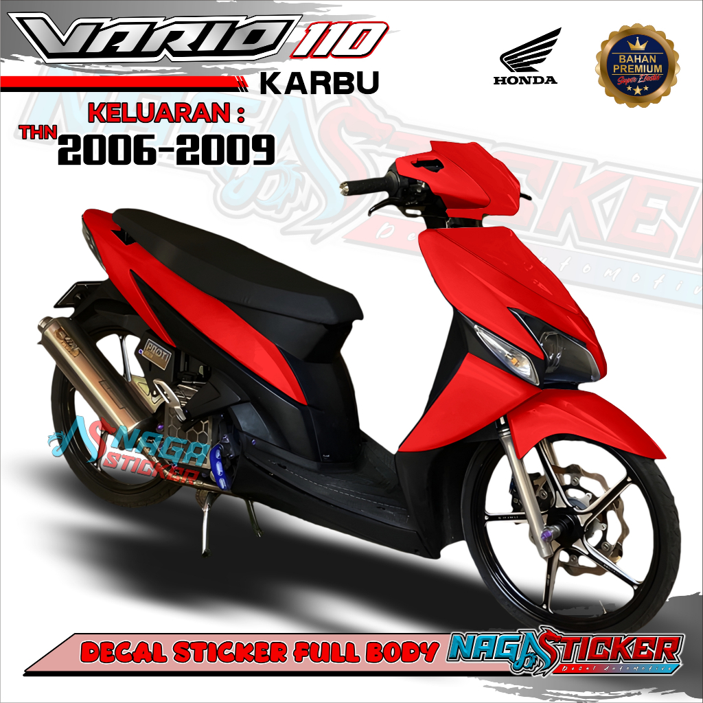 Decal Sticker Motor Full Body Honda Vario 110 Karbu 2006 Motif Polosan Kode VRK00 Desain Bisa Custom