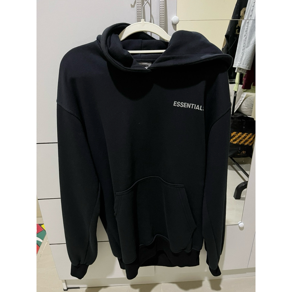 Essentials Fear Of God Reflective Black Hoodie