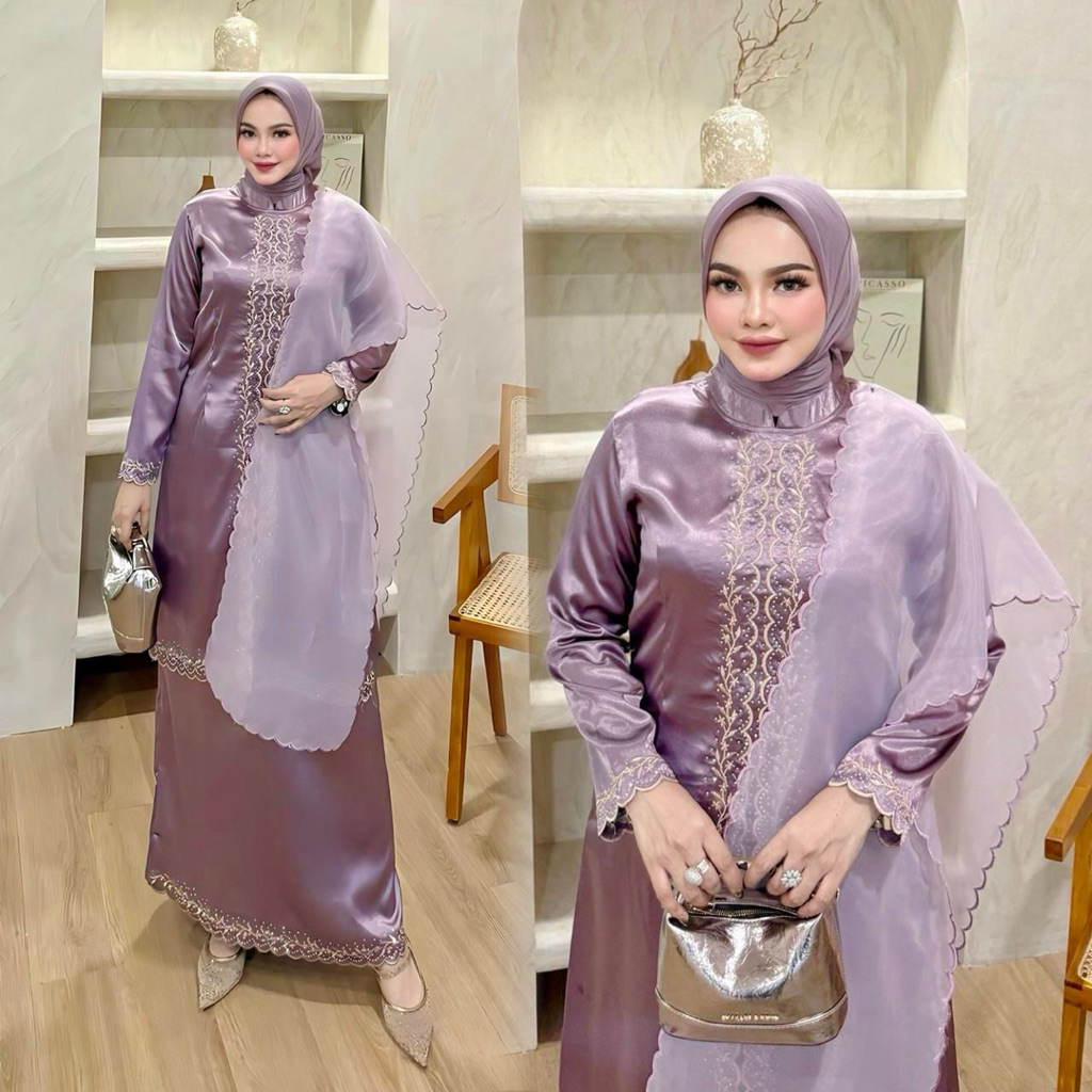 Set baju kurung bordir - Kebaya Kuring modern - Kebaya Pesta - set baju Melayu - baju kurung melayu 