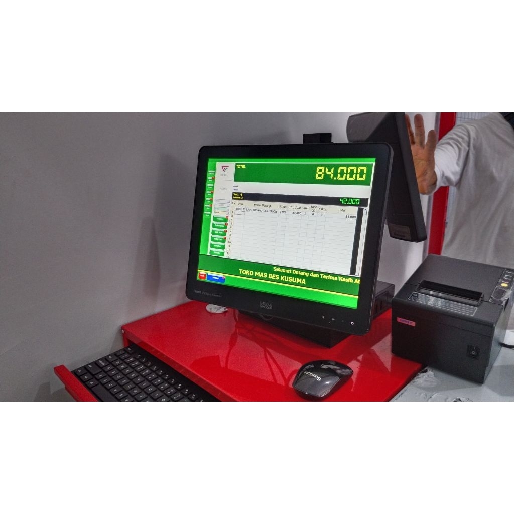 Komputer kasir dua layar touchscreen