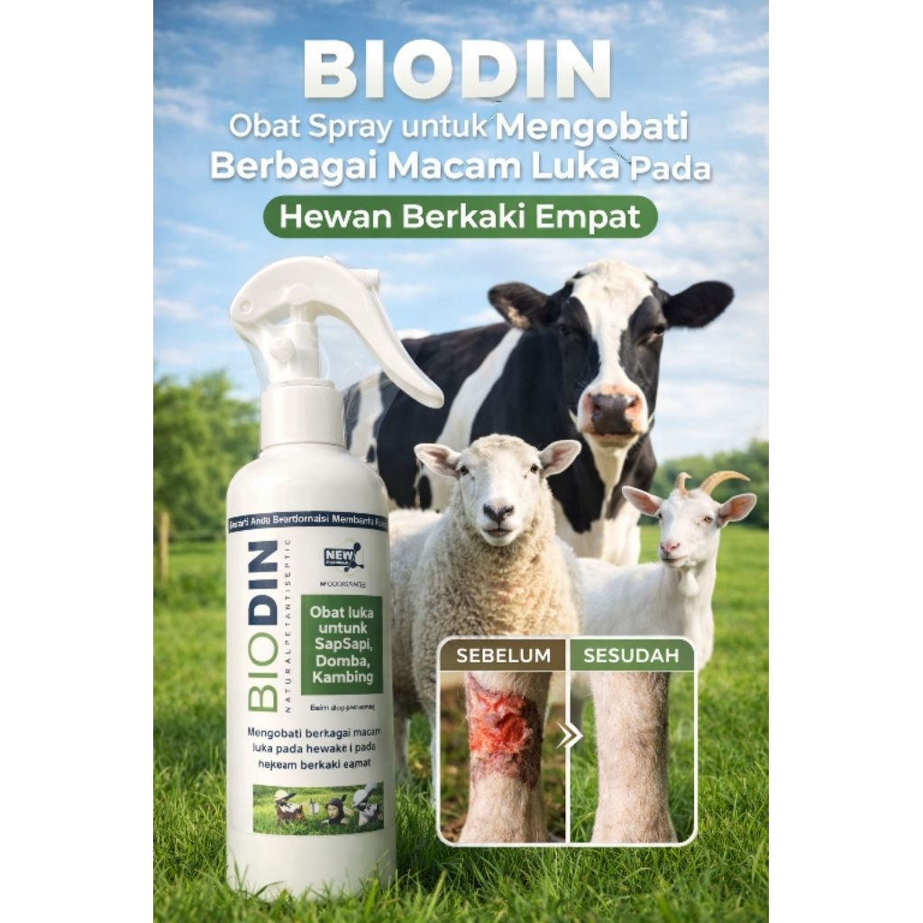 BIOdin spray-obat semprot luka & kulit untuk sapi/hewan ternak