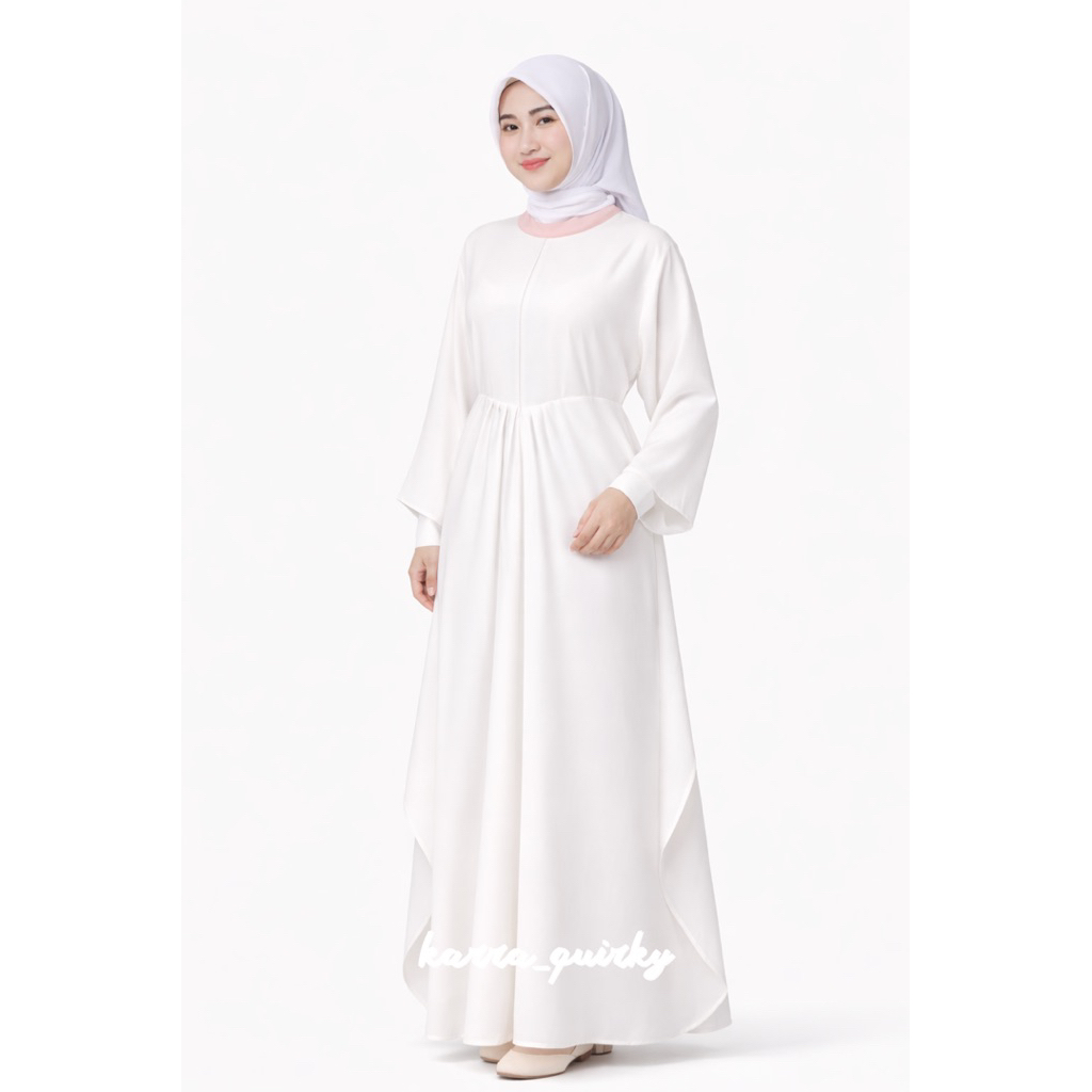 Gamis Kaftan Polos Wanita Terbaru | Dress Muslimah Elegan Simple | Baju Lebaran & Kondangan