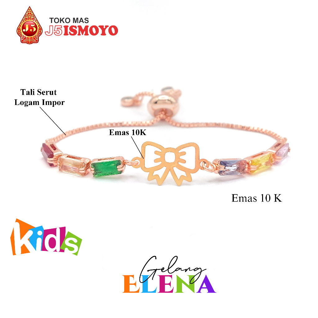 Gelang Anak Tali Serut Kombinasi Emas Mas Asli Elena J5 Ismoyo