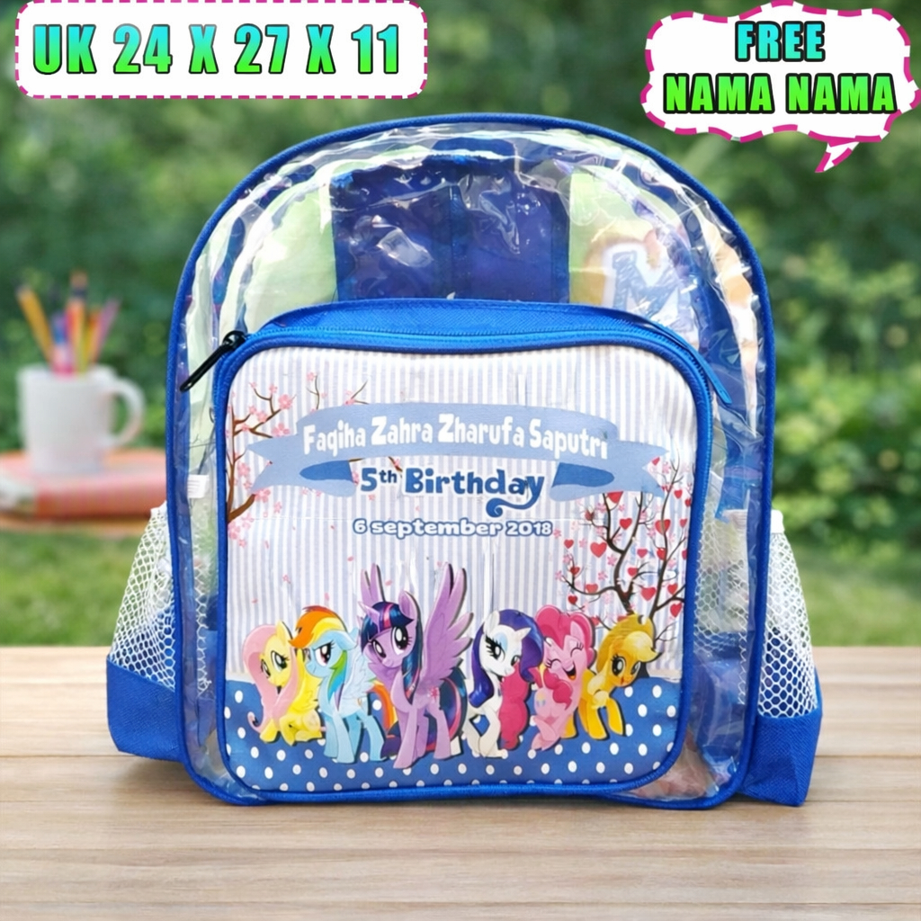 AA Tas Ransel Ultah Anak Custom Nama Tas Ultah Anak Murah Laki Laki Perempuan Full Mika Tebal