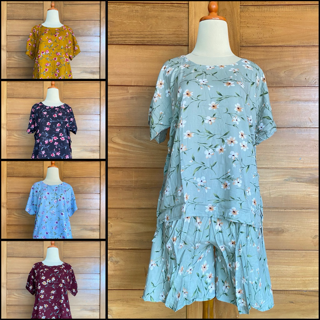 SETELAN CELANA PENDEK KULOT MOTIF / ONE SET / PIYAMA / BAJU TIDUR / PAJAMAS / BABYDOLL