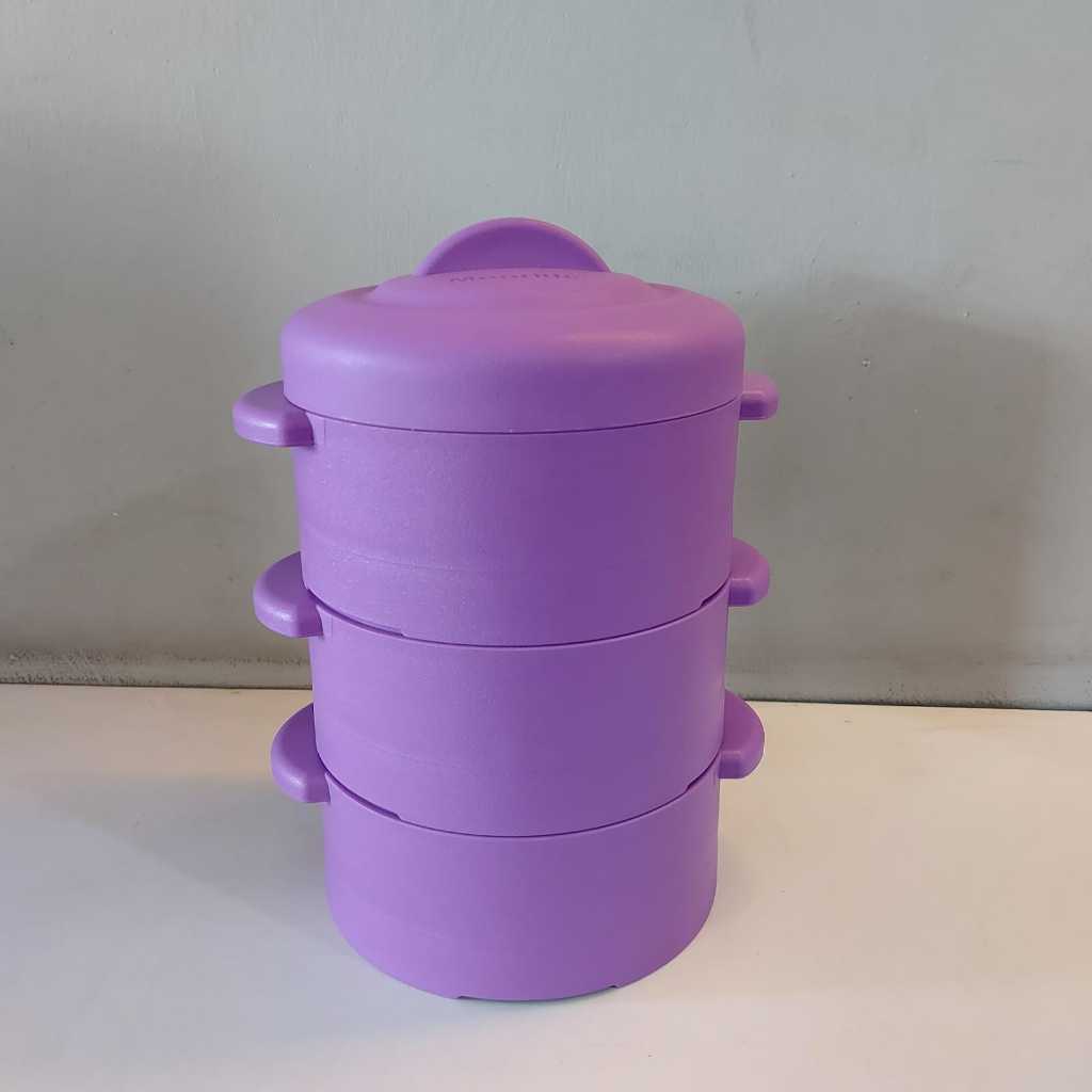 Moorlife mini pisca kukusan kecil mini kukusan dimsum, ubi, telur, sayur warna ungu 3 tingkat