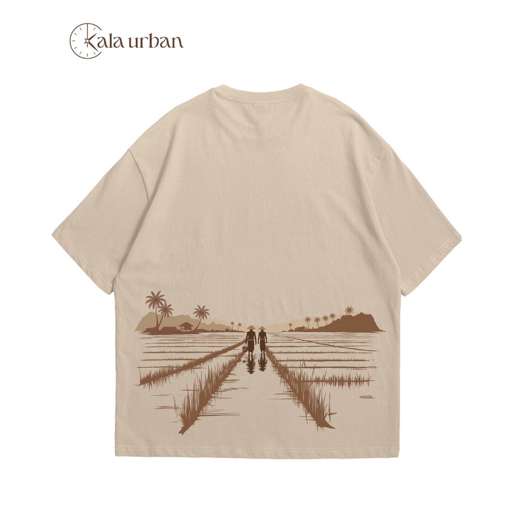 KALA URBAN Kaos Oversize Premium Unisex – T-Shirt Vintage Minimalis Pria/Wanita Lokal Brand - Pagi D