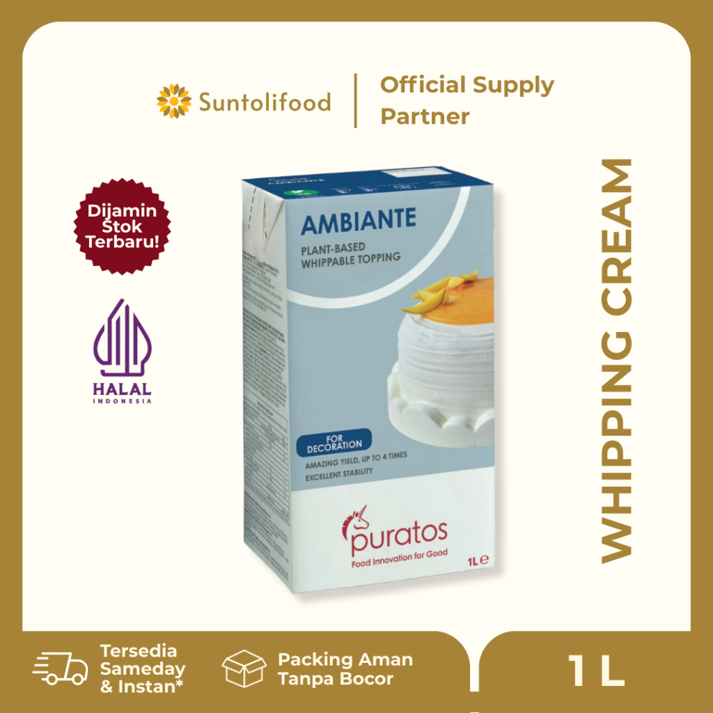 PURATOS AMBIANTE WHIPPING CREAM NON DAIRY / Krim Cair Manis - 1 liter