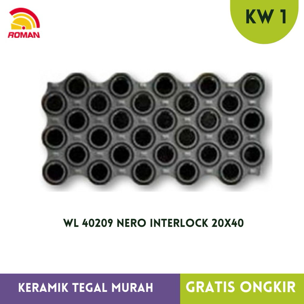Keramik Interlok Hitam Roman WL 40209 Punto Nero 20x40