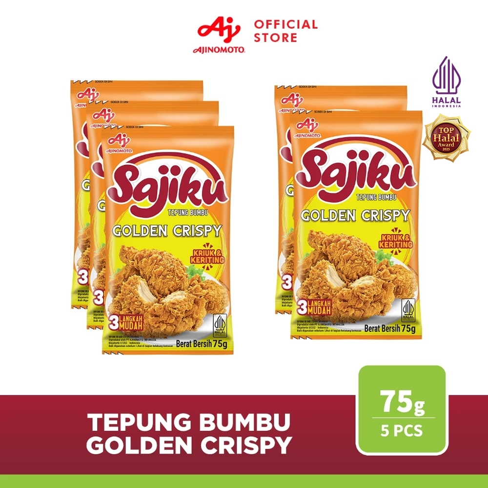 Sajiku® Tepung Bumbu Golden Crispy 75G (5pcs) - Hasil Gorengan Keriting Dan Renyah