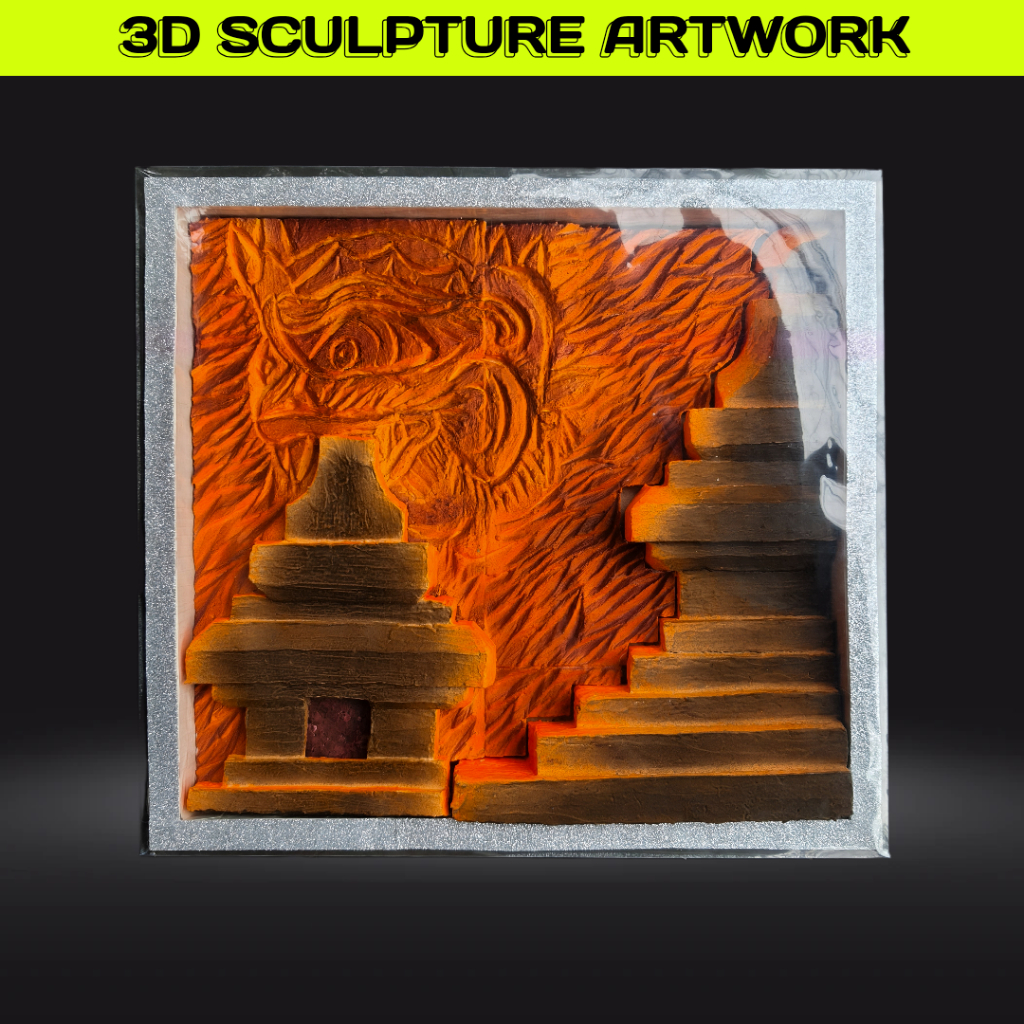 hiasan dinding murah premium lukisan 3D relief dekorasi interior rumah kantor coffee shop modern kek